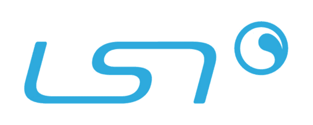 Logo von LSN in blauer Schrift mit einer stilisierten Kugel rechts.
