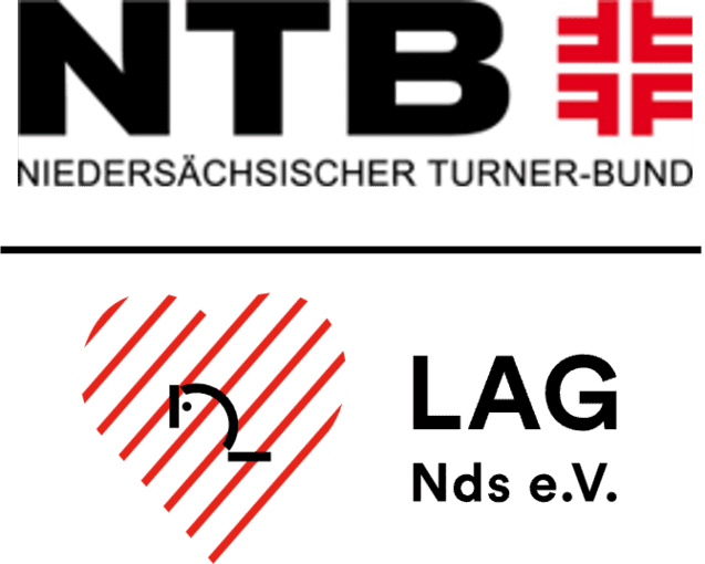 Logo des Nieders&auml;chsischen Turner-Bundes (NTB) oben, darunter ein stilisiertes rotes Herz.